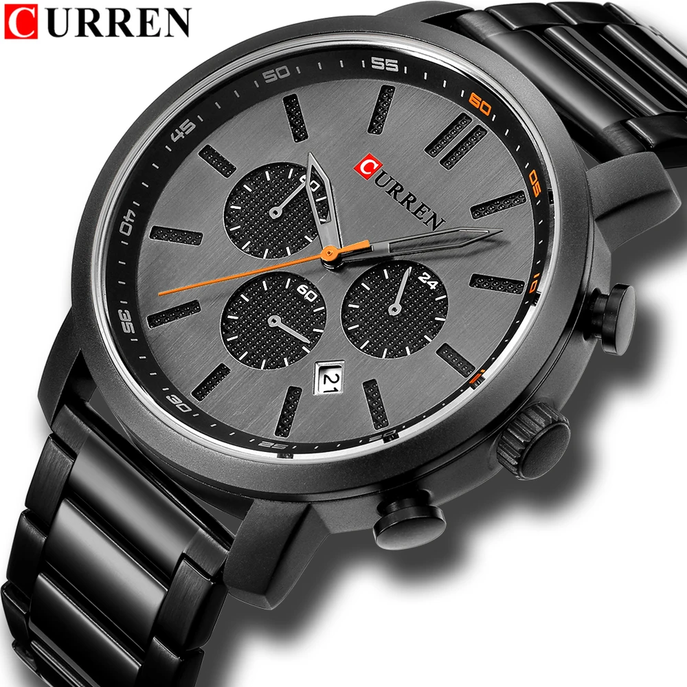 

CURREN Casual Quartz Analog Men's Watch Fashion Sport Wristwatch Chronograph Stainless Steel band Male Clock Relogio Masculino