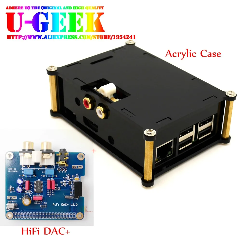 UGEEK AOIDE Raspberry Pi I2S интерфейс HIFI DAC + модуль звуковой аудиокарты черный акриловый