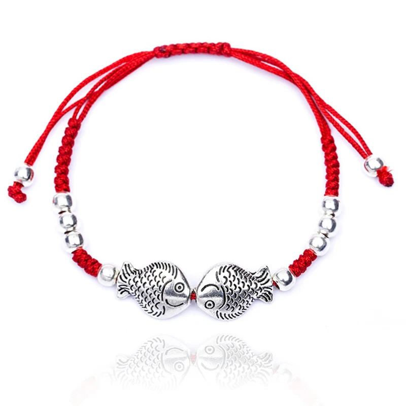 ISINYEE Модные браслеты на красной нити с двумя рыбами, жезлом Хамса и злым глазом для женщин, парных подарков ювелирных изделий.