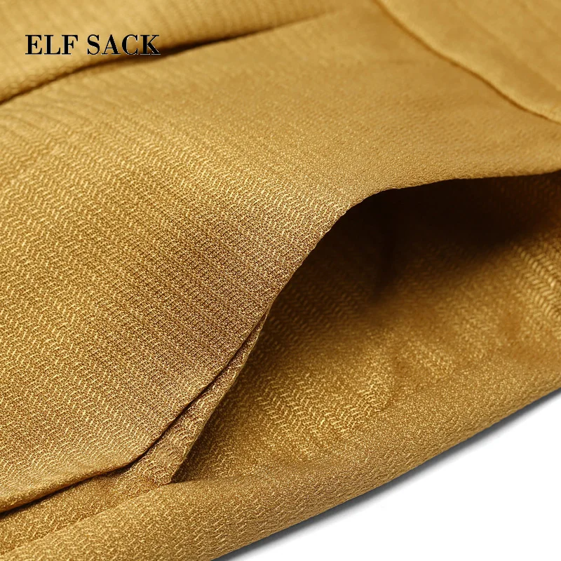 ELFSACK, новинка, модные однотонные штаны для женщин, повседневные женские штаны средней длины, женские штаны-шаровары с эластичной резинкой на талии, женские брюки до щиколотки