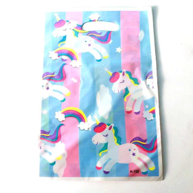 Unicorn 4 10Pcs Мультфильм Русалка тема Подарочная сумка ребенок день рождения свадебное украшение Конфеты Печенье Десерт пластиковые пакеты - Цвет: Unicorn 4 10Pcs