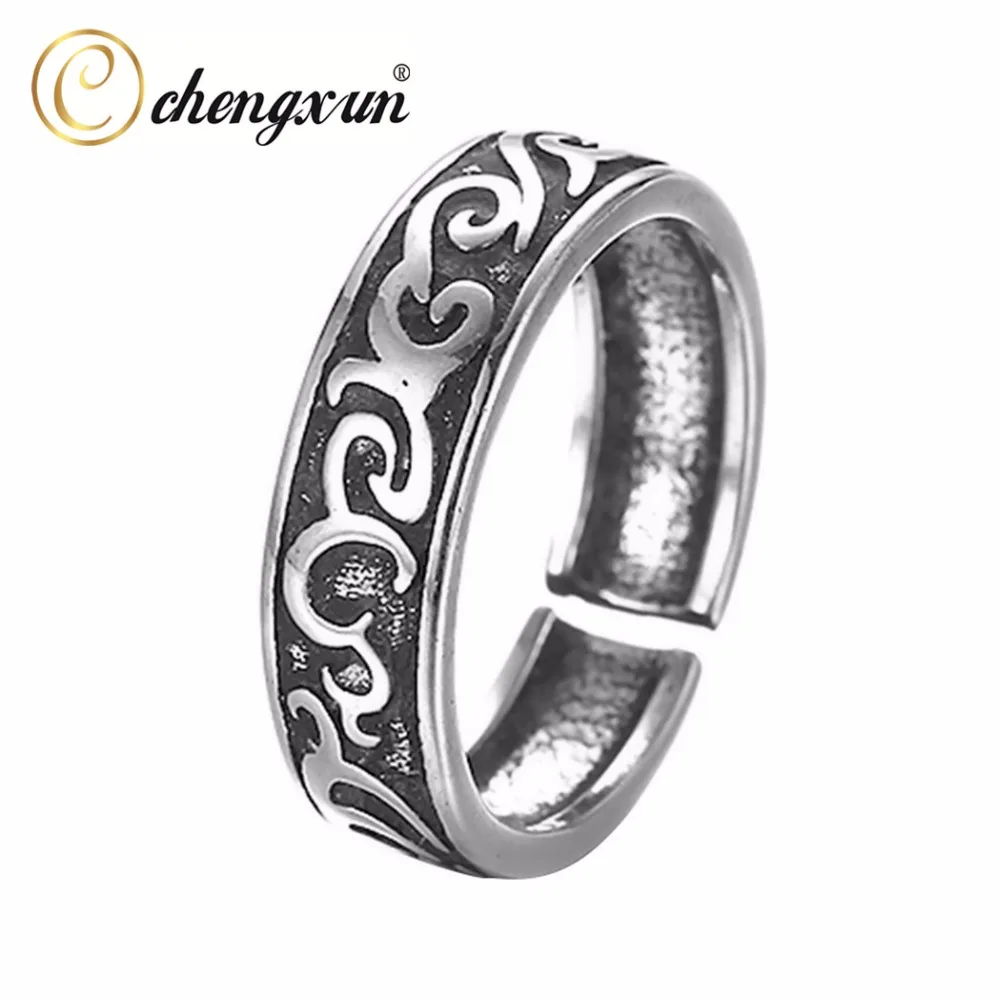 CHENGXUN перстень серебристого цвета черный цвет винтажные готические фотокольца