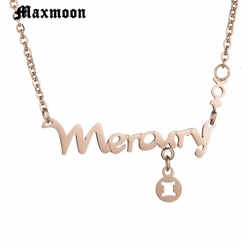 Maxmoon 2018 розовое золото цвет 12 созвездий ожерелье из нержавеющей стали женские