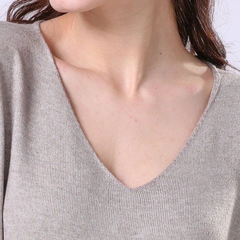 Sparsil Women Winter Big V-Neck Cashmere Sweater Knitted Pullover Lady Autumn Long Sleeve Soft Christmas Knitwear 4XL | Женская одежда