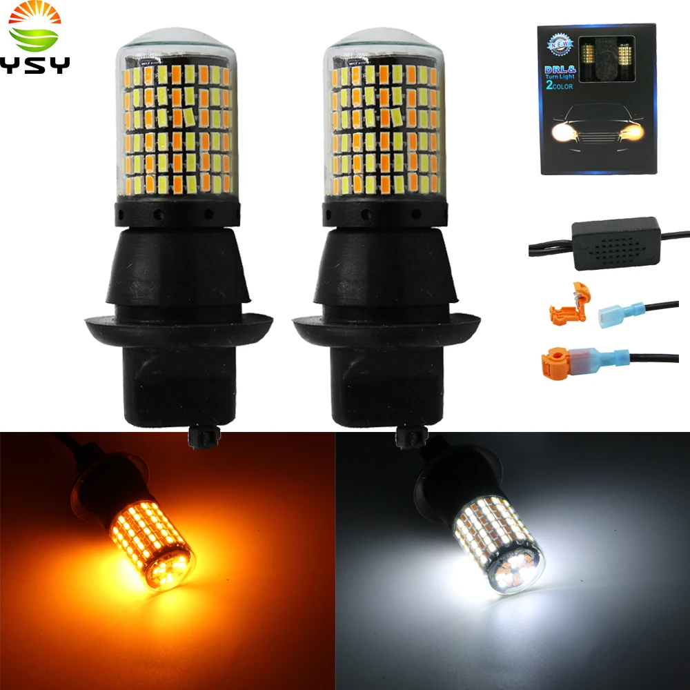 2x Canbus T20 7440 W21W 144SMD 3014 Автомобильный светодиодный дневный ходовой светильник с