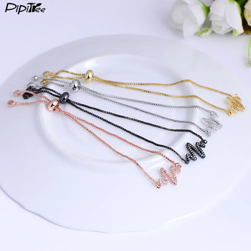 Браслет Pipitree с фианитами ПАВЕ молния электрокардиограмма классическое