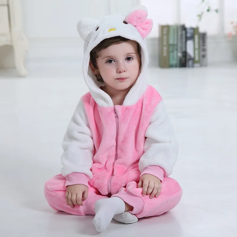 kitty cat Одежда для маленьких девочек; комбинезон с кошечкой Китти; Kawaii; милый комбинезон; детская зимняя теплая Пижама; фланелевый комбинезон для новорожденных; костюм для малышей; Kigurumis - Цвет: kitty cat