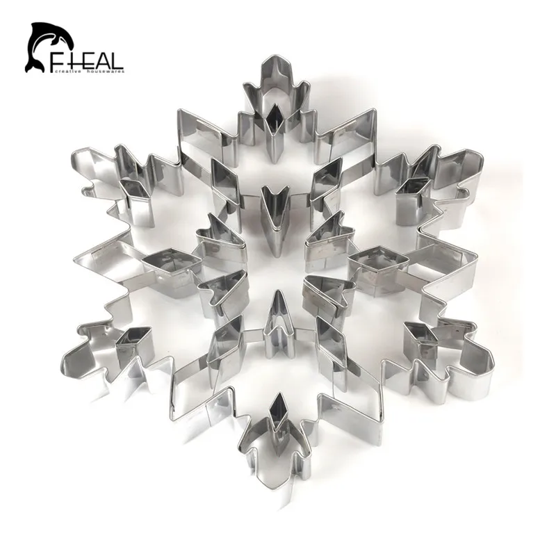 FHEAL Stainless Steel Fondant Cakes Cookie Cutter Mould 3D Christmas Snowflake Solid cookie mold Cake Decorating Baking Tools | Дом и сад