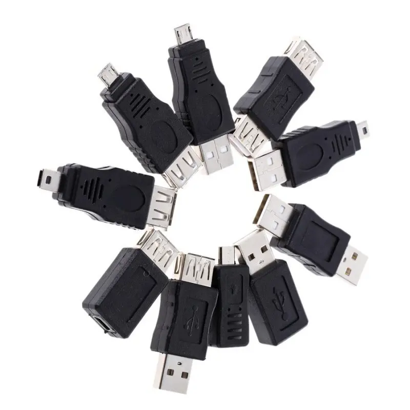 10 шт. OTG 5 Pin F/M адаптер конвертер USB штекер к гнезду Микро Мини разъем для