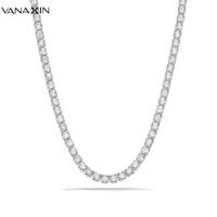 vanaxin tennis necklaces chain for women men 5mm bling bling cz jewelry 26 inch hip hop choker silver color gift box new arrival