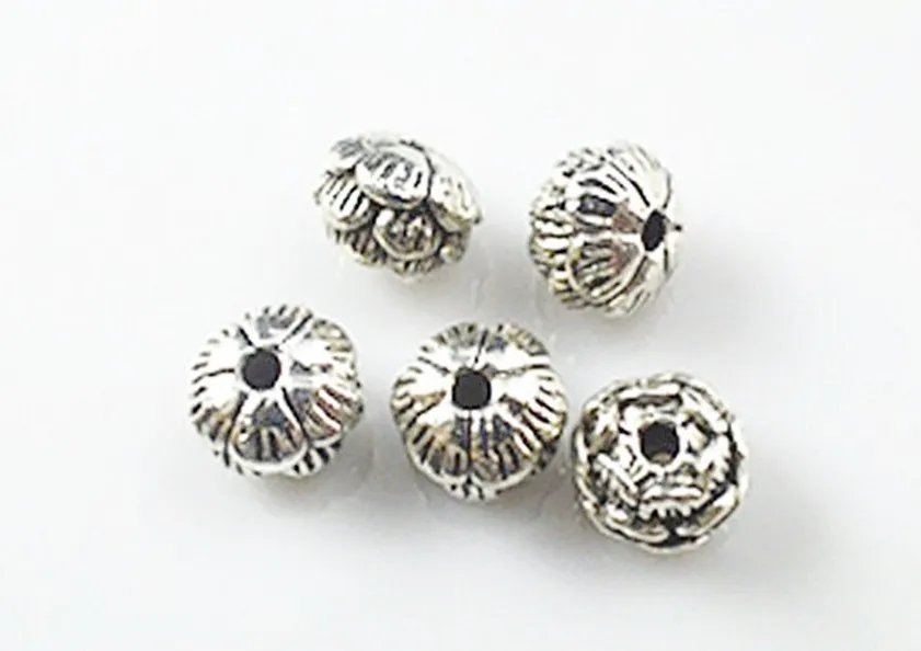 

Free shipping!New Alloy Lotus Shape Charms Antique Silver Plated Big Hole Beads Fit Jewelry Making 9x9x6mm