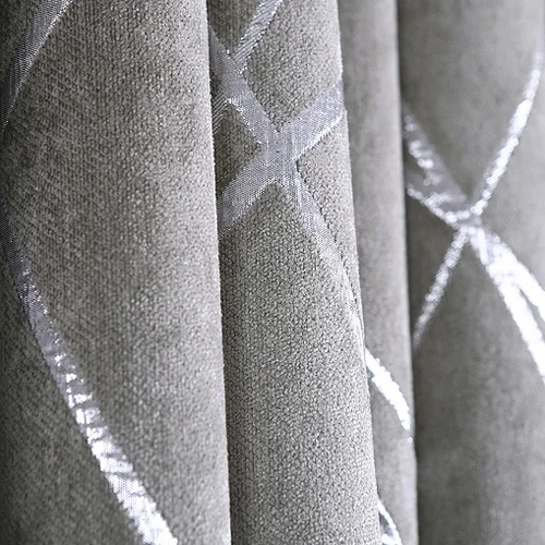 GRAY CURTAIN Простые современные затемненные оконные шторы для гостиной, спальни, утолщенные серебряные жаккардовые шторы из синели, занавески - Цвет: GRAY CURTAIN