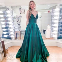 simple a line prom dresses v neck spaghetti straps dark green formal evening party dresses long special occasion dresses cheap