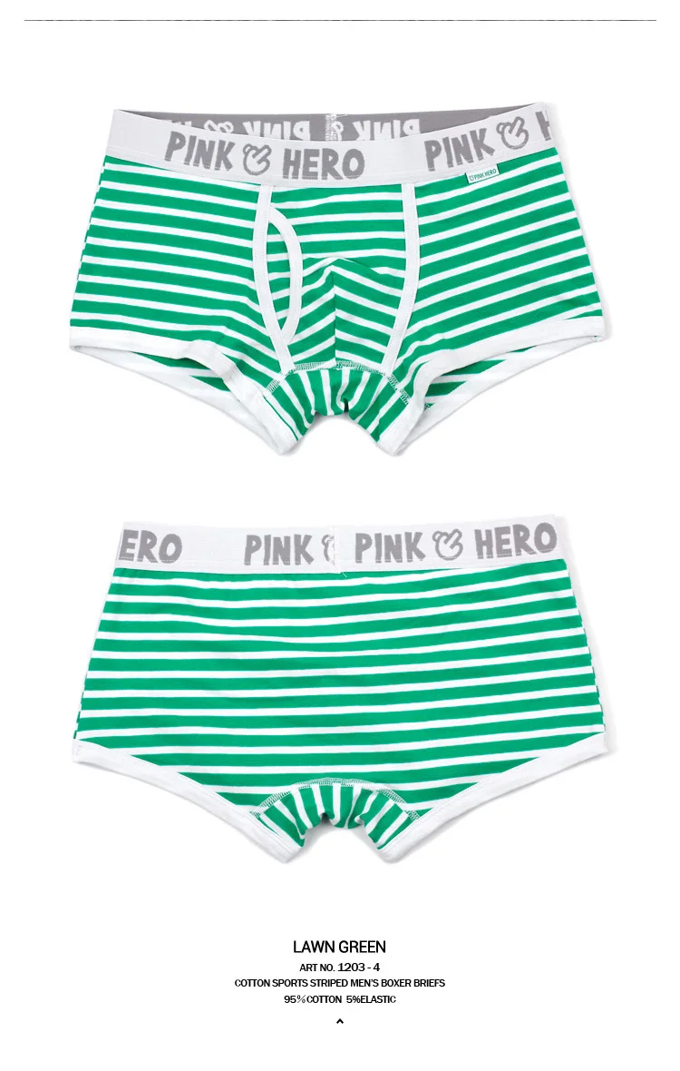 5 шт. Pink Heroes высокого качества нижнее белье из хлопка, Для мужчин шорты-боксеры классическое Полосатое привлекательное мужские трусы с u-образной выпуклостью спереди
