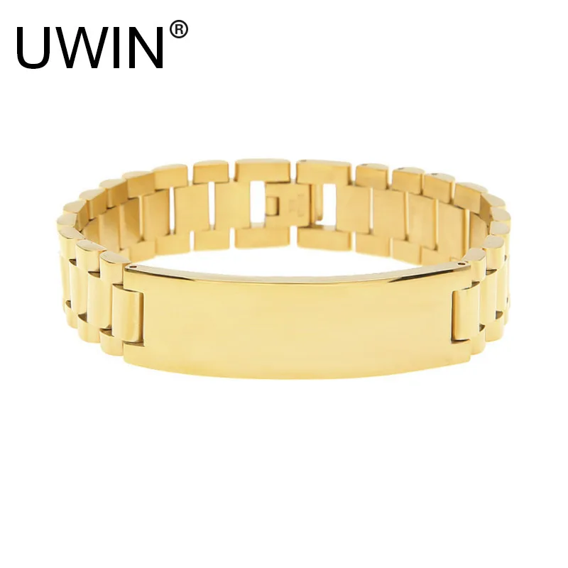 UWIN мужские браслеты из нержавеющей стали в стиле хип хоп золотые и серебряные