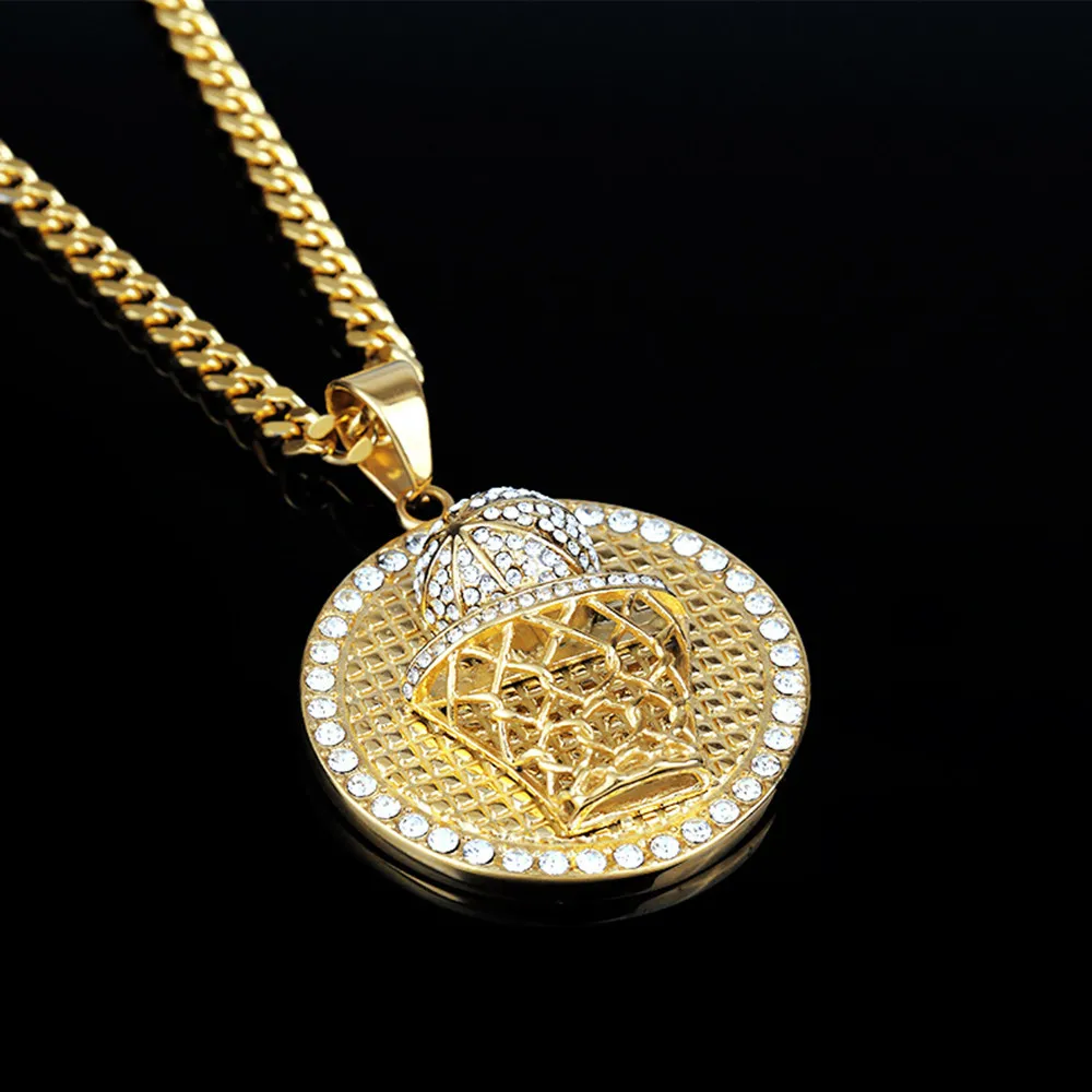 MCSAYS Хип хоп ювелирных изделий Iced Out Bling Полный Кристалл baskball Хооп Круглый Кулон