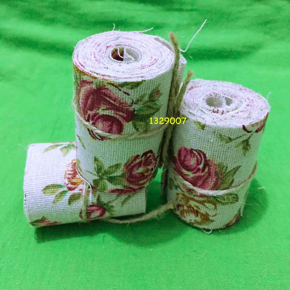 2 Meter 5cm Jute Burlap rolls Hessian Ribbon Rose cloth with Trims Tape Wedding party decor DIY wedding Flower | Дом и сад