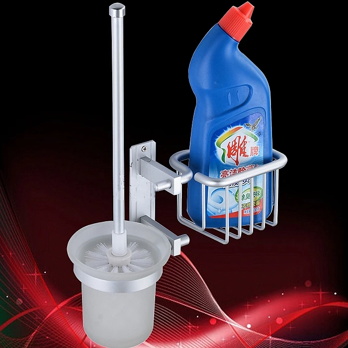 

Multifunctional toilet brush set toilet brush rack toilet cup holder space aluminum bathroom accessories set