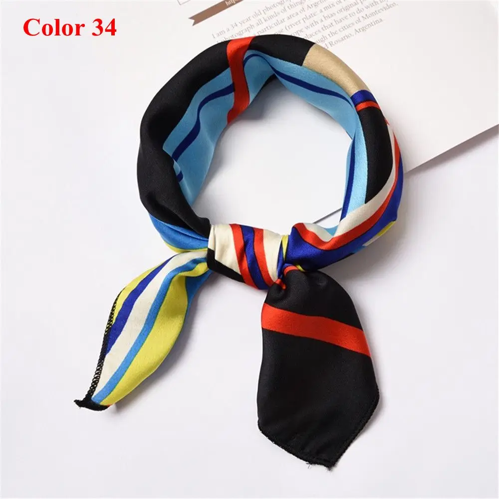 Color 34 HOOH 1 шт. Модный женский винтажный квадратный шарф Шелковый атласный шарф облегающий элегантный головной убор повязка для волос лента для волос 50*50 см - Цвет: Color 34