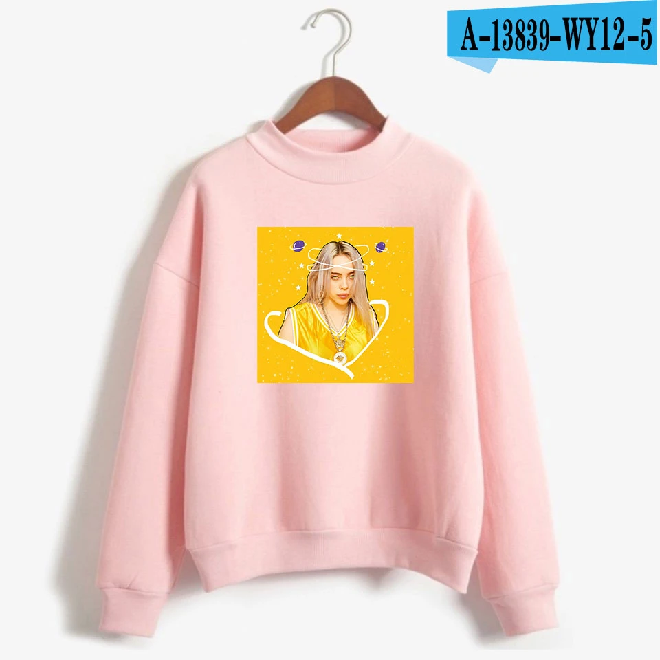 Billie Eilish водолазка толстовки Kpop Harajuku Женская одежда оверсайз хип-хоп Bangtan Одежда для мальчиков Новая мода - Цвет: pink