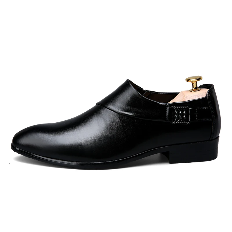 2017 Зима Патент Мужские Платья Обувь для Мужчин Острым Носом Обуви Дышащая