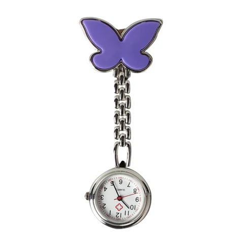 Часы карманные на цепочке для медсестер, женские наручные, с клипсой, кварцевые подвесные, в форме бабочки, 4 цвета