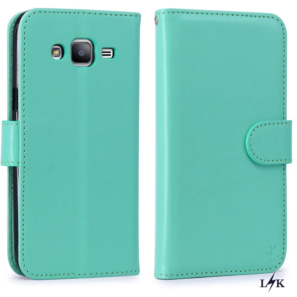 Для J7 2015 Случае LKKickstand Функция] PU Кожаный Бумажник Чехол Откидная Крышка