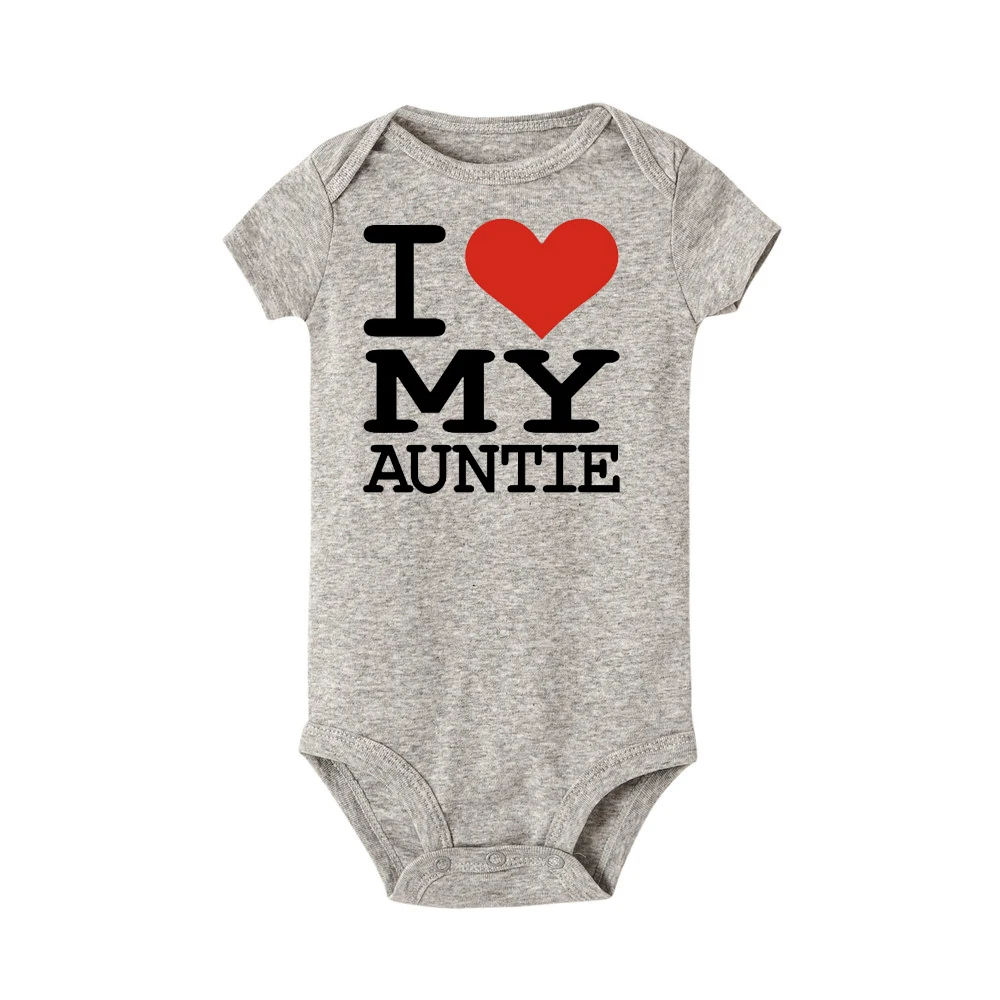 Летний детский комбинезон с надписью I love my auntie коротким рукавом для маленьких