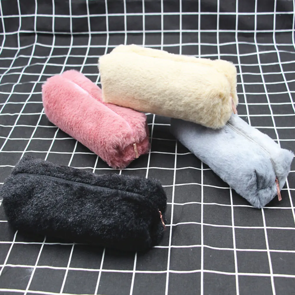 Милая плюшевая Сумка карандаш кошелек большой емкости мягкий пенал для денег