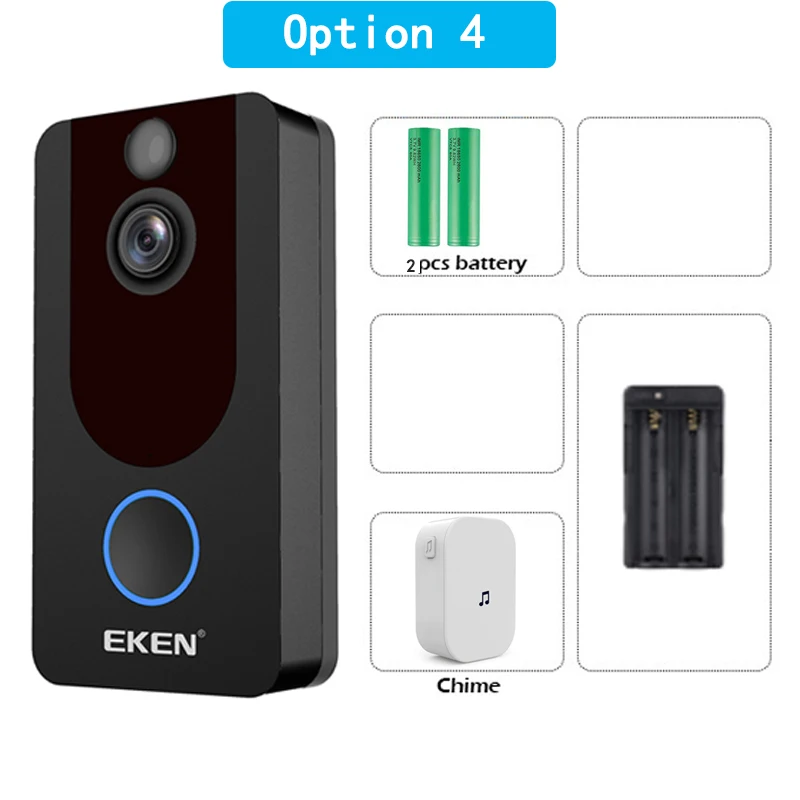 Option 4 Eken V7 видео doorbell1080p с ringtone ночного видения беспроводной мониторинг безопасности Интеллектуальное обнаружение движения домофон камера - Цвет: Option 4