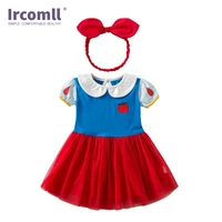 ircomll summer baby girl glothing newborn princess dress with headhand princess costume children birthday dresses for kids