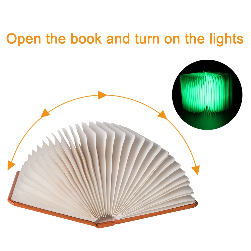 Coquimbo USB Rechargeable LED Foldable Book Lights Magnetic Pages Folding Led Book Shape Creative Table Lamp Colorful Lighting