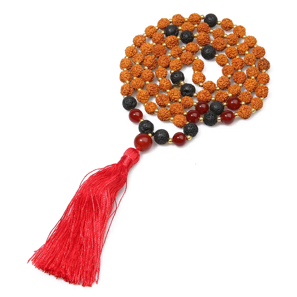 SHINUS BOHO богемные длинные кисточки Цепочки и ожерелья s для Для женщин классические бусы из плодов рудракши ожерелье из круглых бусин ручной работы Йога ювелирные изделия для медитации - Окраска металла: N-B0130-B