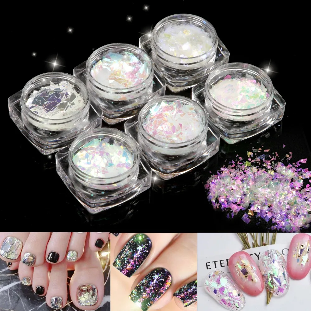 

ANMAS RUCCI 6Pcs/pack Chameleon Glitter Sequins Nail Art Paillette Flakes Manicure DIY Decoration