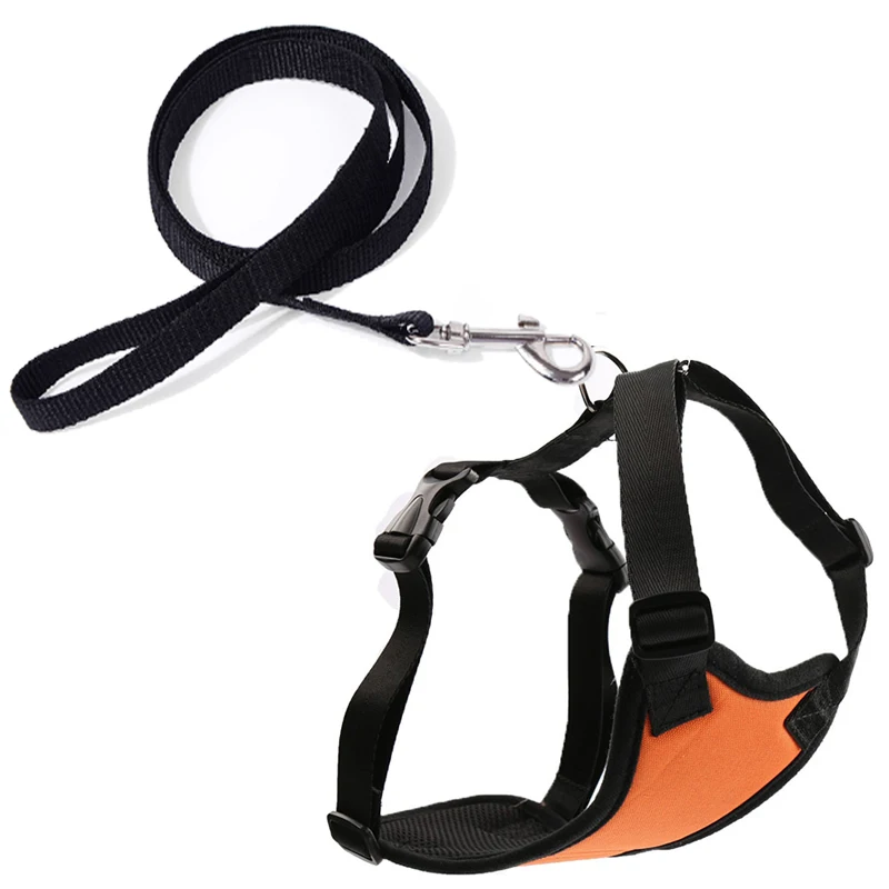 Orange set Поводок и поводок для кошек, нейлоновый поводок для домашних животных, регулируемый удобный мягкий дышащий поводок для кошек, жилет для домашних животных - Цвет: Orange set
