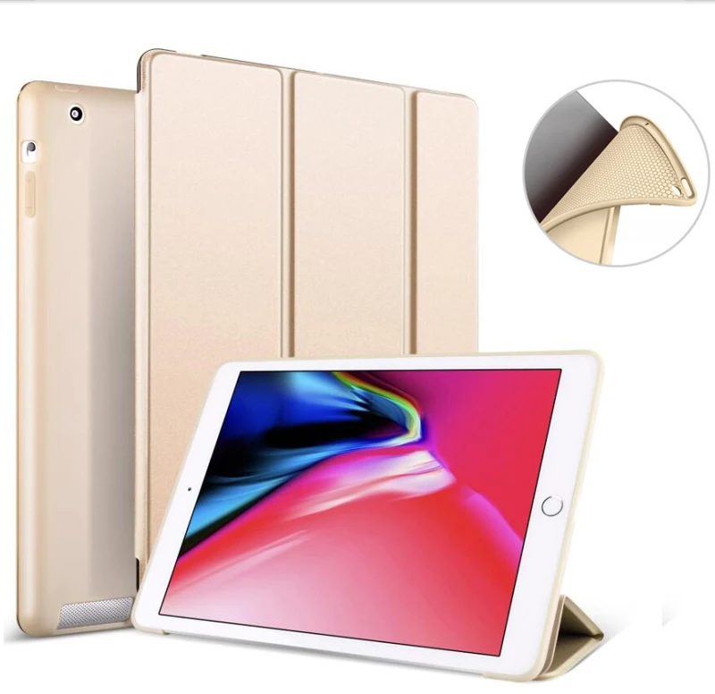 SUREHIN защитный чехол-накладка из мягкого силикона ТПУ с умный чехол для apple iPad 2/3/4 Крышка Тонкий Магнитные дети кожаный чехол для iPad 4 Чехол - Цвет: Gold