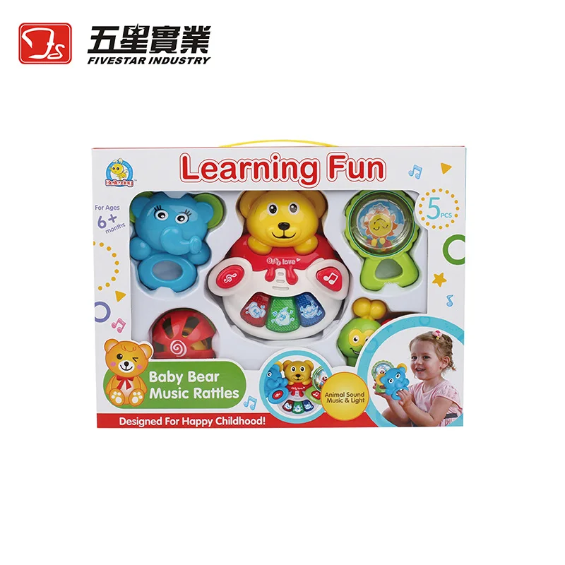 Многоцветный FS TOYS 1 набор 35810 детский Медвежонок Музыкальная погремушка детские развивающие игрушки для малышей подарок для новорожденных Игрушки для малышей Детский Рождественский подарок - Цвет: Многоцветный