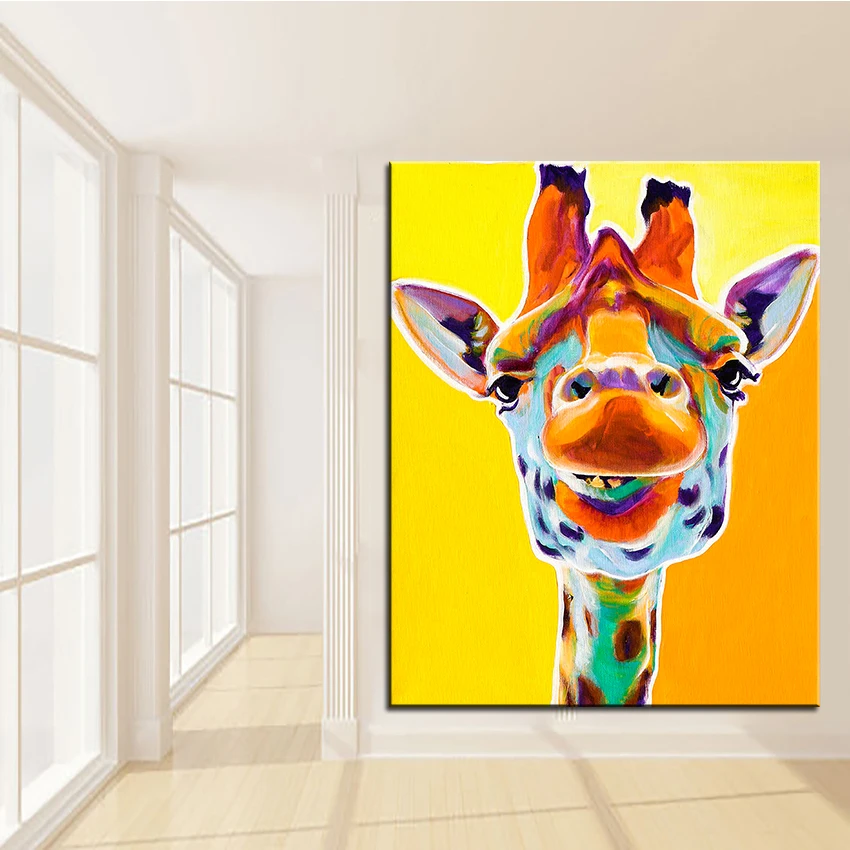 Большой размер картина маслом настенная живопись жираф Подсолнух домашнее