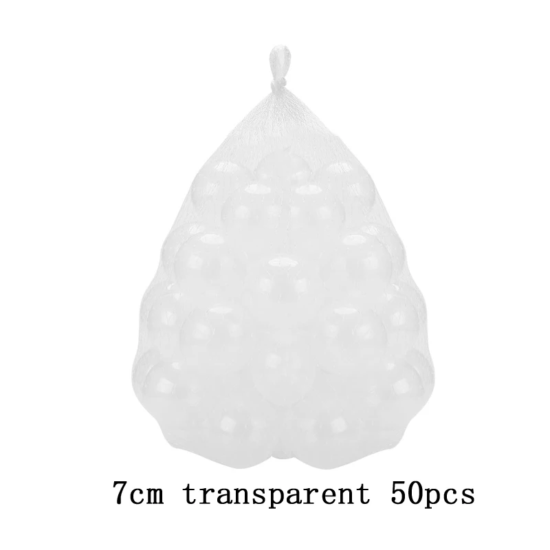 7cm transparen 50pcs Золотые шары для бассейна для детей, 50 шт., 7 см, черный, белый, серый цвет, пластиковые надувные мячи для Пита, океанские мячи для снятия стресса, Игрушки для ванны для детей - Цвет: 7cm transparen 50pcs