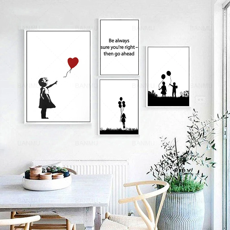 Картина на холсте в стиле граффити простой воздушный шар для девочек с принтом