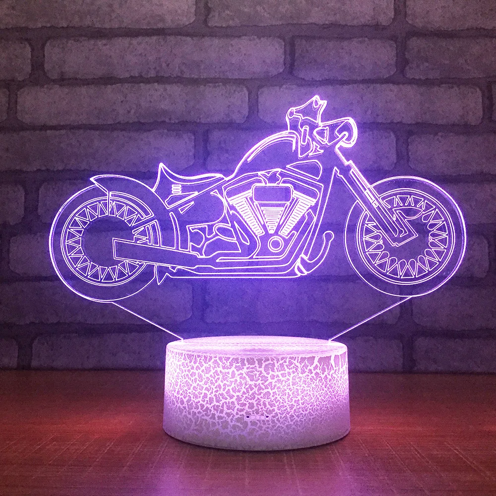 Мотоцикл 3D светодиодный RGB Ночной светильник 7 цветов Настольный экшн-фигурки 075