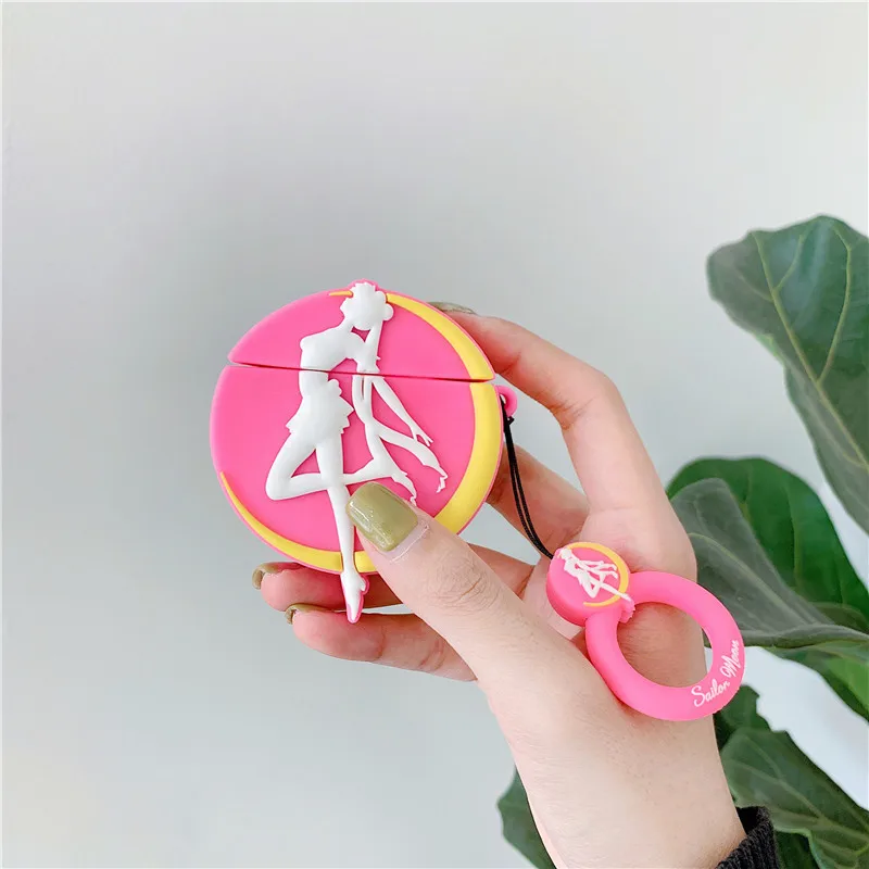Чехол для AirPods с милым рисунком, чехол для наушников s для Airpods 2, аксессуары, Защитная крышка с кольцом на палец, уникальный Сейлор Мун