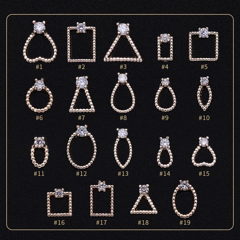 5Pcs Nail Rivet Studs Metal Geometric Mixed Pattern Crystal Stones DIY Accessories Tips 3D Art Decorations | Красота и здоровье