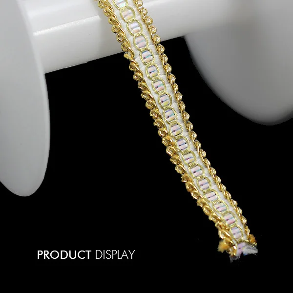 Плетеная ткань белого золота отделка аппликация декорированная кружевная Лента