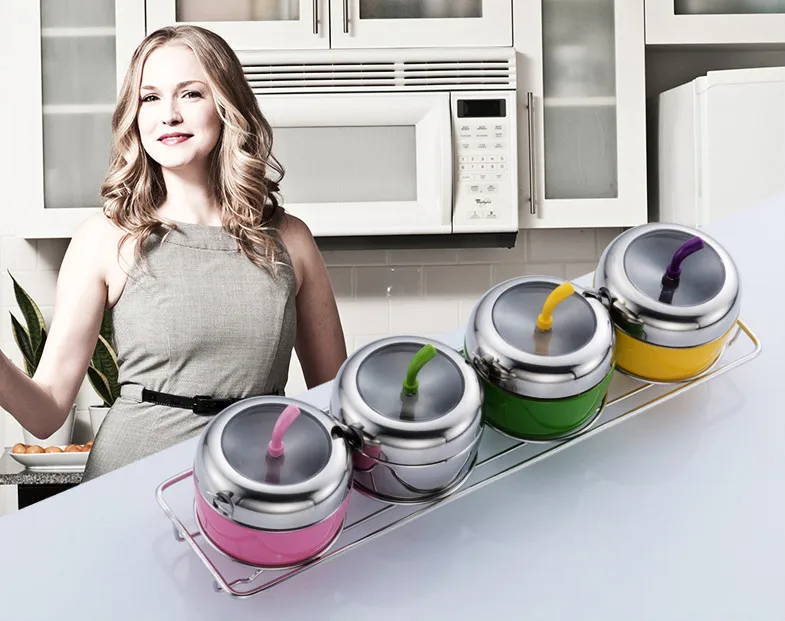 Высокое качество Нержавеющая сталь Apple сахарница приправы банку приправа горшок