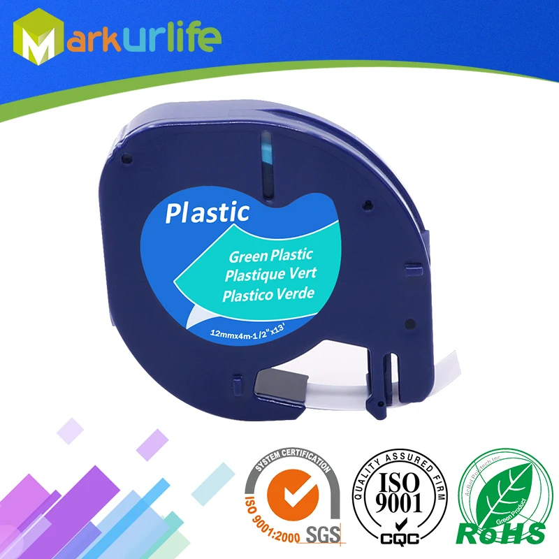 Markurlife 5PK/Лот 12 мм * 4 м черный на зеленый совместимый для Dymo 91204 пластик LT LetraTag лейбл