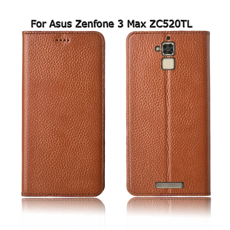 Чехол из натуральной кожи с откидной подставкой личи для Asus Zenfone 3 Max ZC520TL ZC553KL, чехол для мобильного телефона
