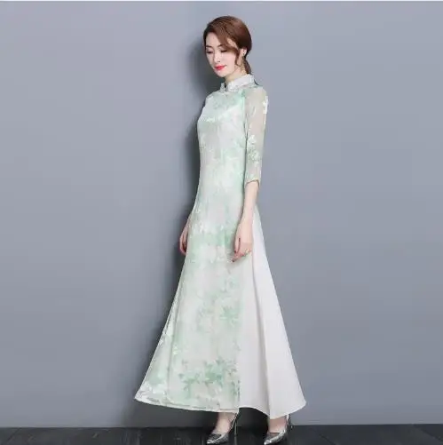 2018 Лето поступление aodai Вьетнам qipao платье для женщин традиционная одежда аозай