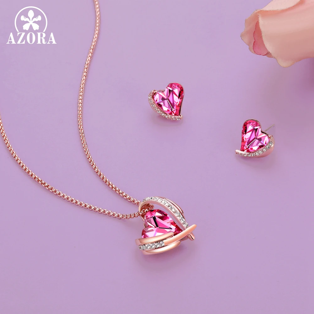 Азора Розовый Ангел из розового золота ювелирные наборы с австрийскими