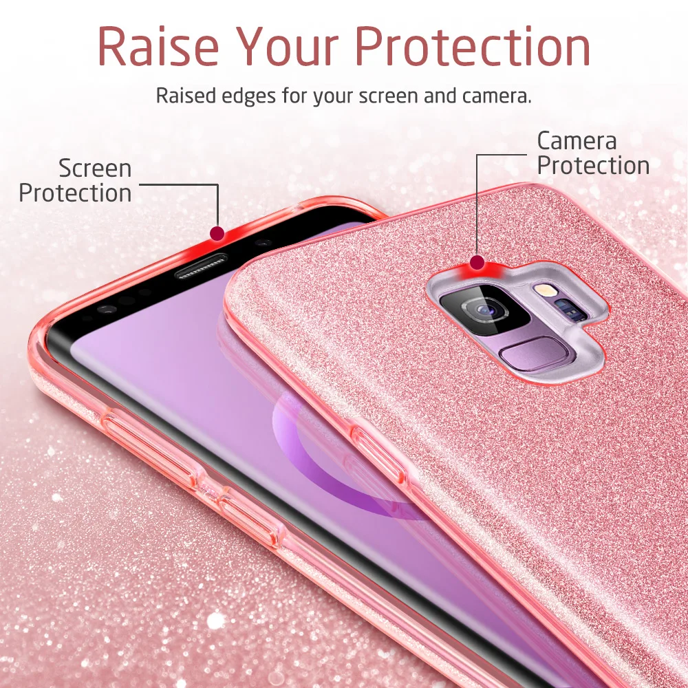Glitter Silicon Case For Samsung Galaxy A10 A20 A30 A40 A50 A70 A6 A7 A8 A9 J3 J4 J6 Plus 2018 S8 S9 S10 S10E 3 Layer Cover |